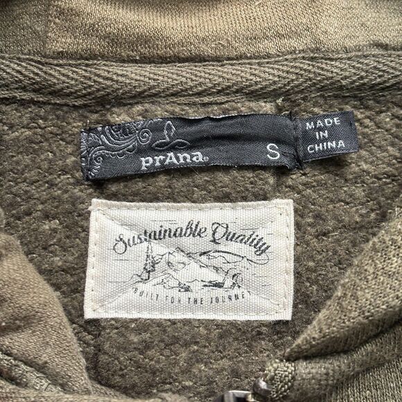 Prana Full Zip Hoodie Women's Small Olive Green Casual Weekend Walk Hike Outdoor - Picture 3 of 6